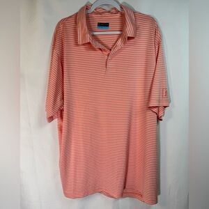 PGA Tour Men’s Golf Polo Shirt Coral Stripe XXL